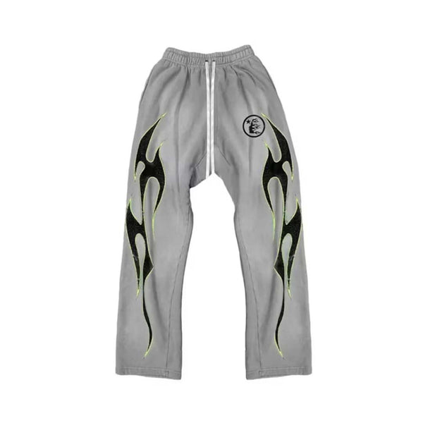 Hellstar Future Flames Sweatpants Grey Green
