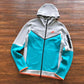 NIKE TECH FLEECE HOODIE x WOLF GREY/AQUAMARINE/ORANGE