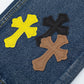 CHROME HEARTS PAINT DRIP CROSS PATCH JEANS DENIM