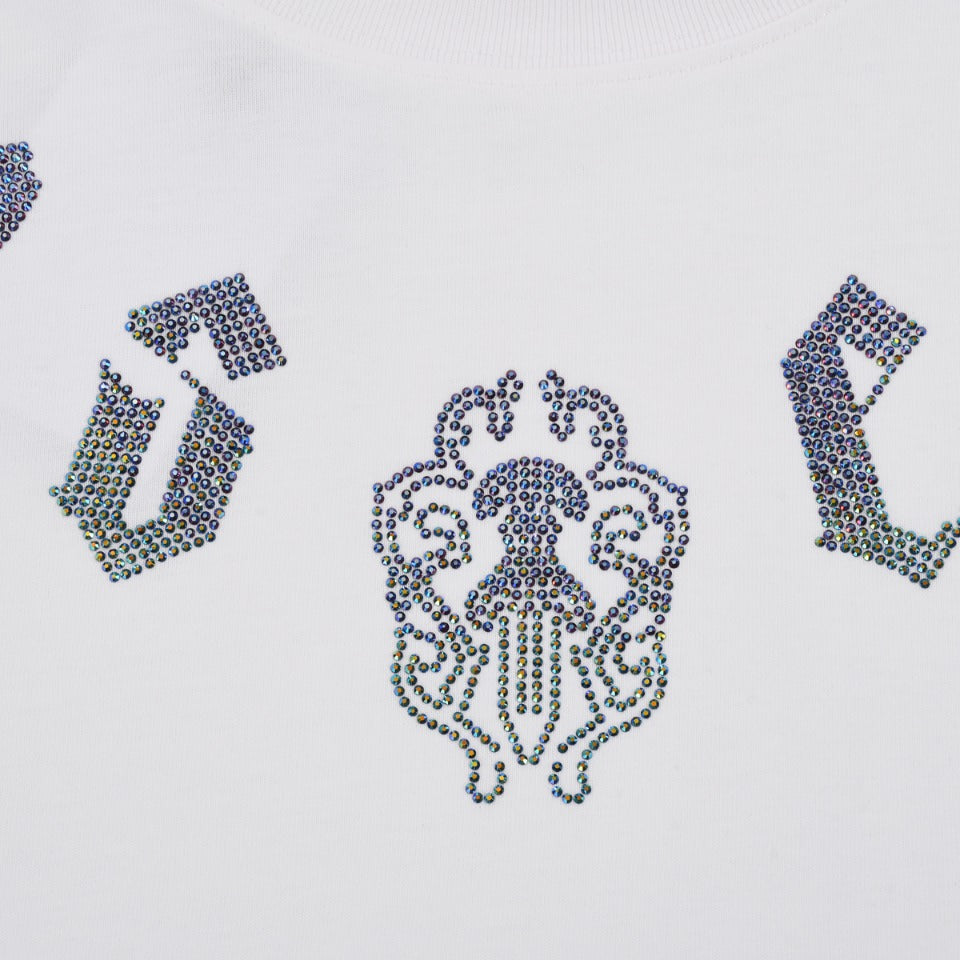 CHROME HEARTS GLITTER GRAPHIC T-SHIRT WHITE