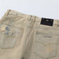 CHROME HEARTS ORANGE BROWN CROSS PATCH JEANS BEIGE