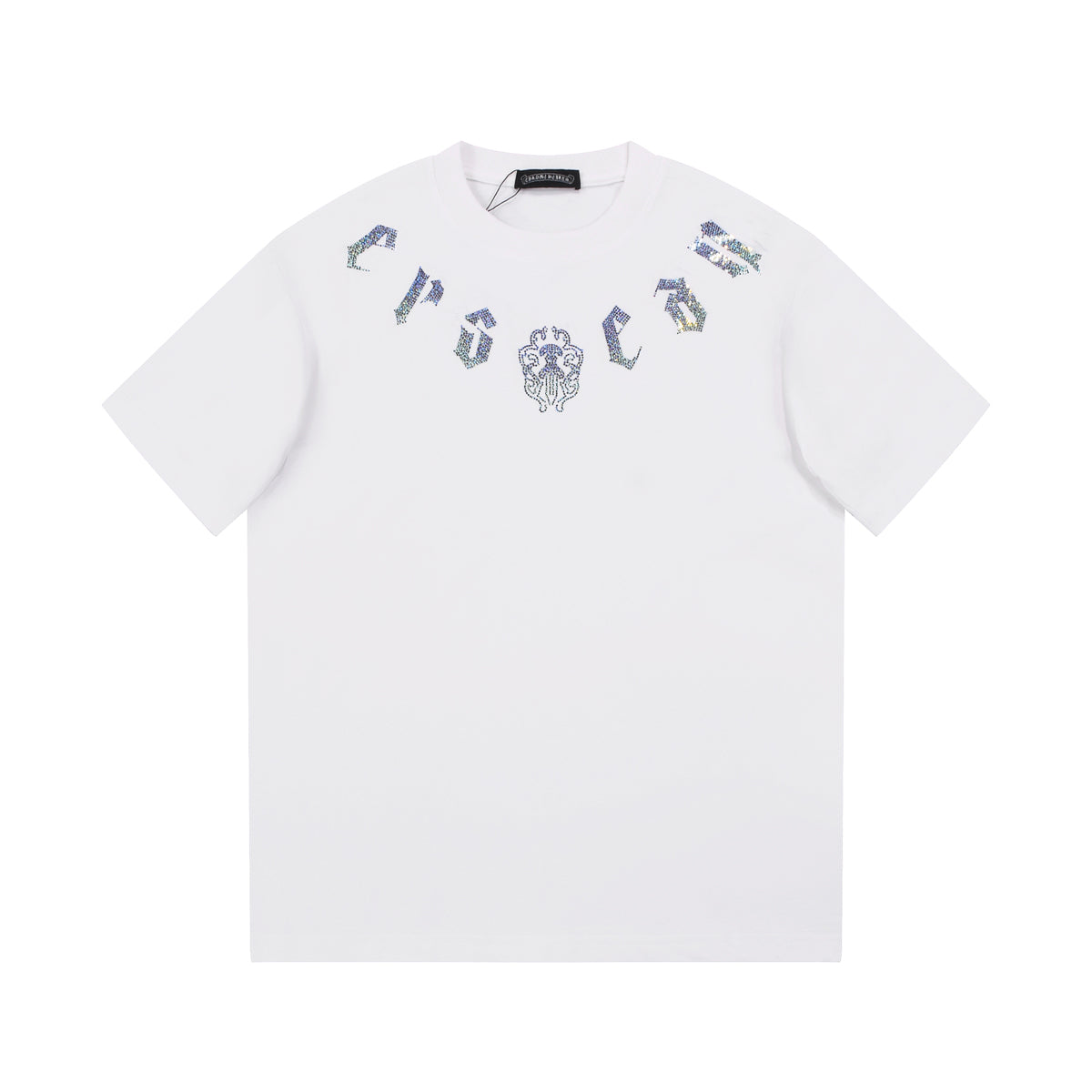 CHROME HEARTS GLITTER GRAPHIC T-SHIRT WHITE