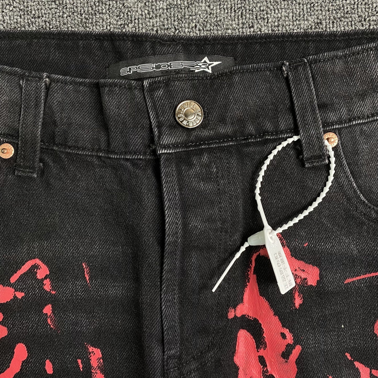 SP5DER PAINTED MOTO DENIM BLACK