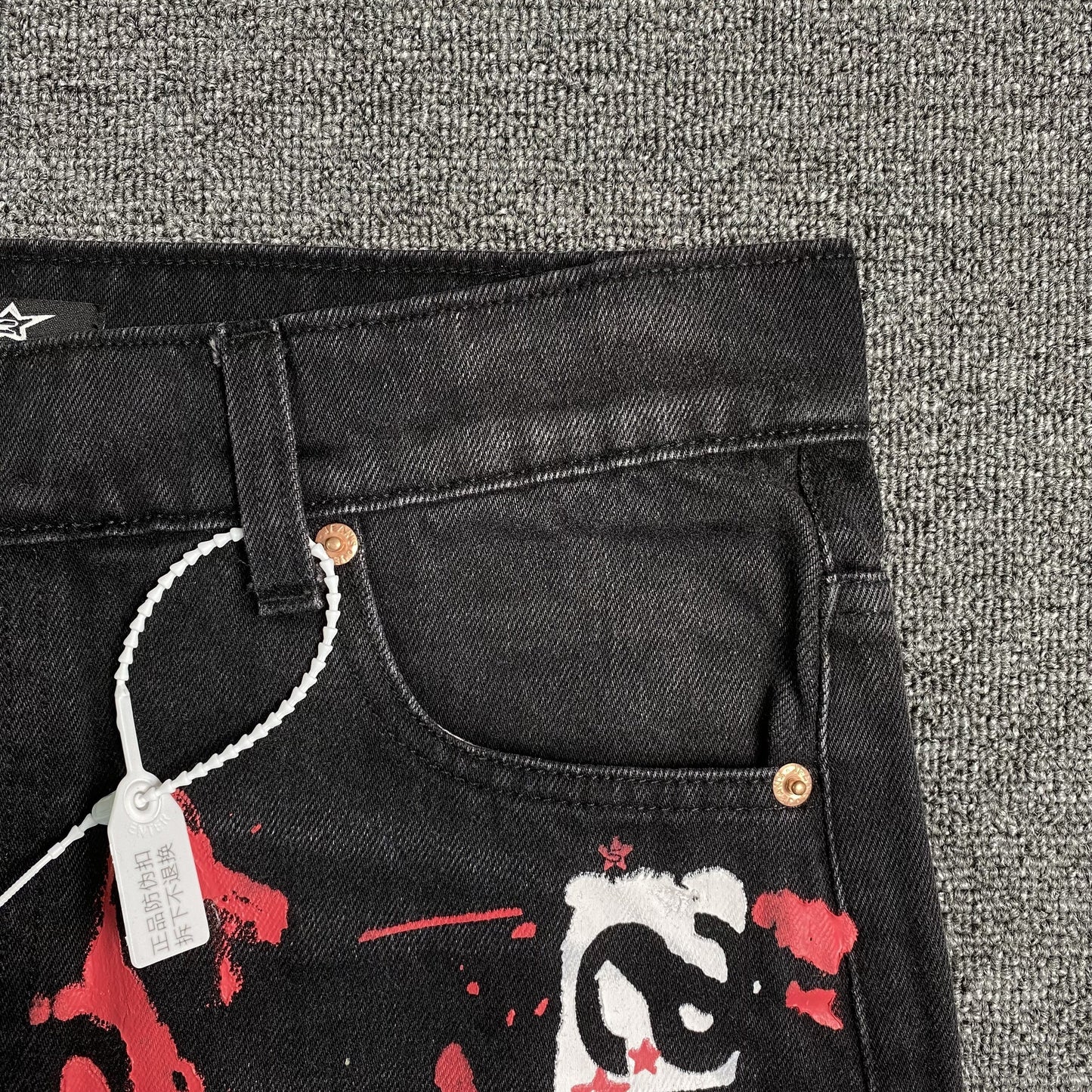 SP5DER PAINTED MOTO DENIM BLACK