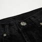 CHROME HEARTS BLACK CROSS PATCH JORTS BLACK