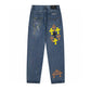 CHROME HEARTS PAINT DRIP CROSS PATCH JEANS DENIM