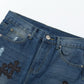 CHROME HEARTS BLACK CROSS PATCH JEANS DENIM