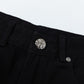 CHROME HEARTS PAINT DRIP YELLOW CROSS PATCH JEANS BLACK