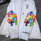 CHROME HEARTS MULTICOLOR CROSS PATCH ZIPPER HOODIE WHITE