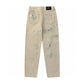 CHROME HEARTS ORANGE BROWN CROSS PATCH JEANS BEIGE