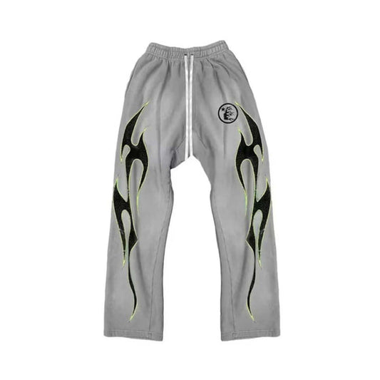 Hellstar Future Flames Sweatpants Grey Green
